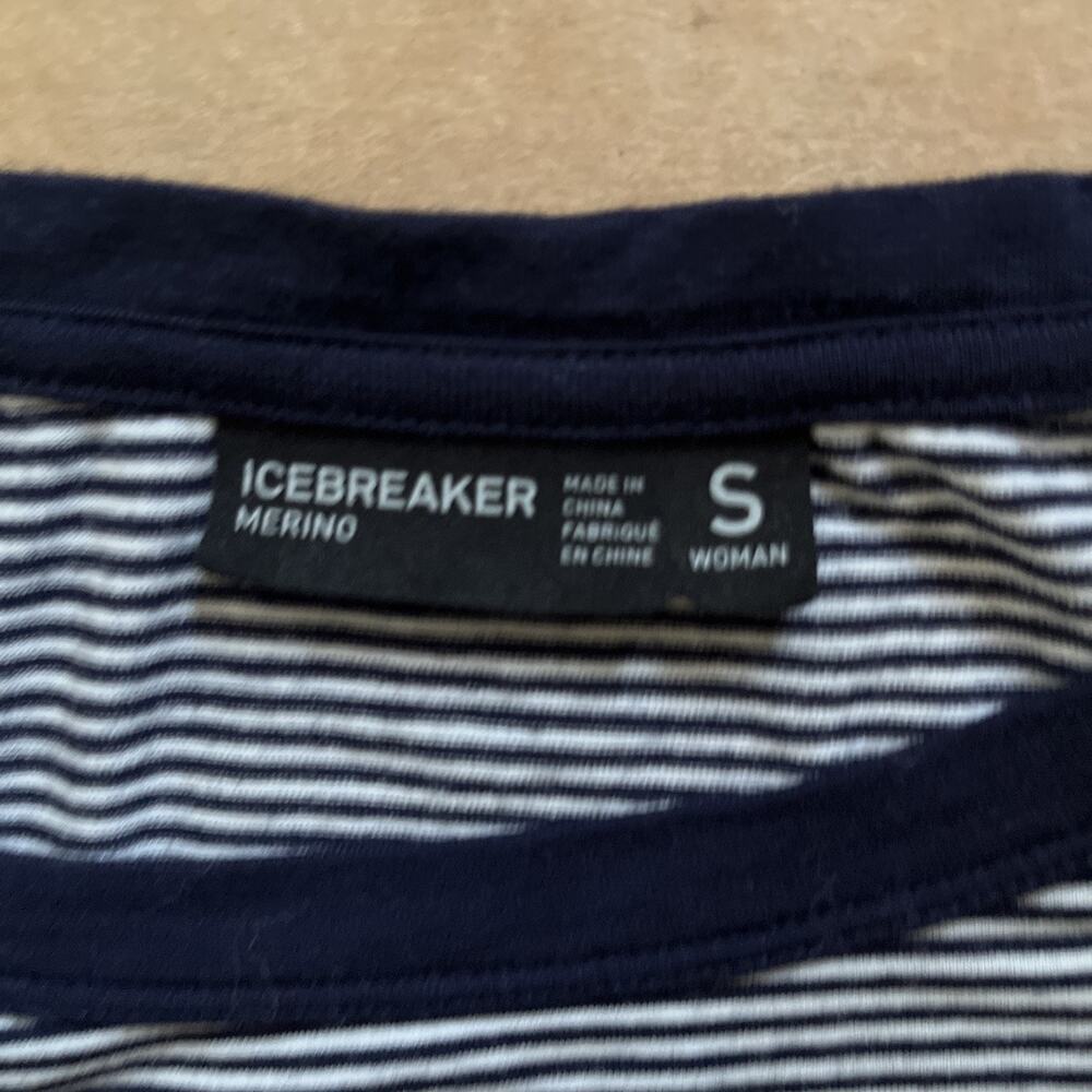 Icebreaker Merino Wool Blend T-Shirt Womens Small Short Sleeve Striped Tee Top - Picture 6 of 10